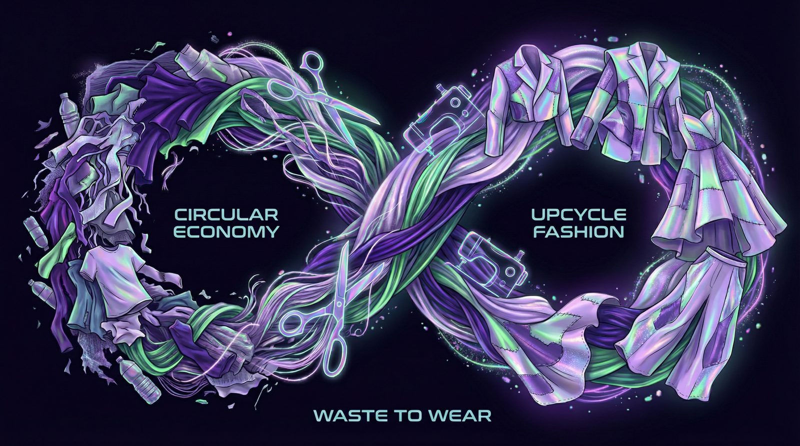 Ciclo infinito da economia circular na moda - do resíduo têxtil ao upcycling de novas peças