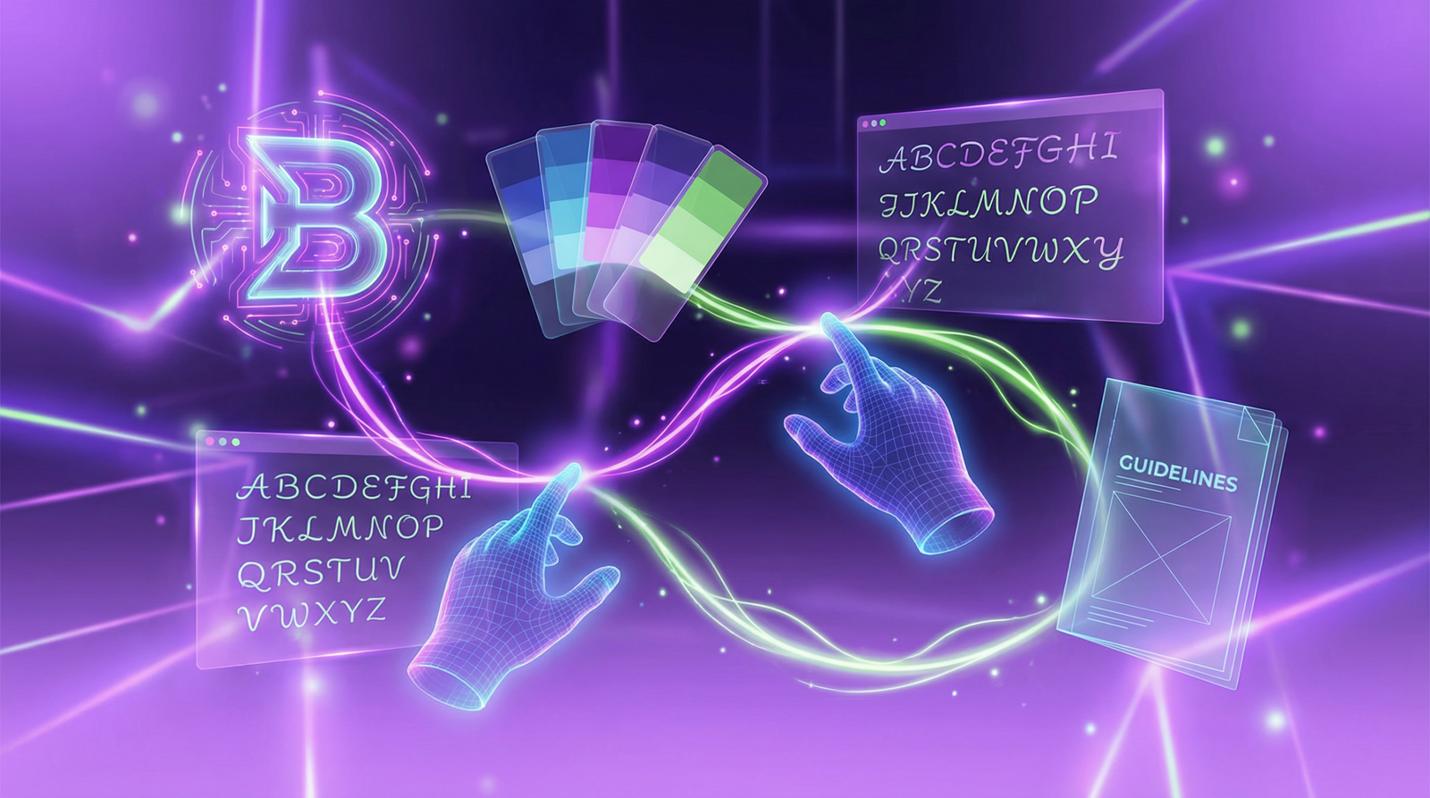 Processo de criação de branding e identidade visual com elementos futuristas