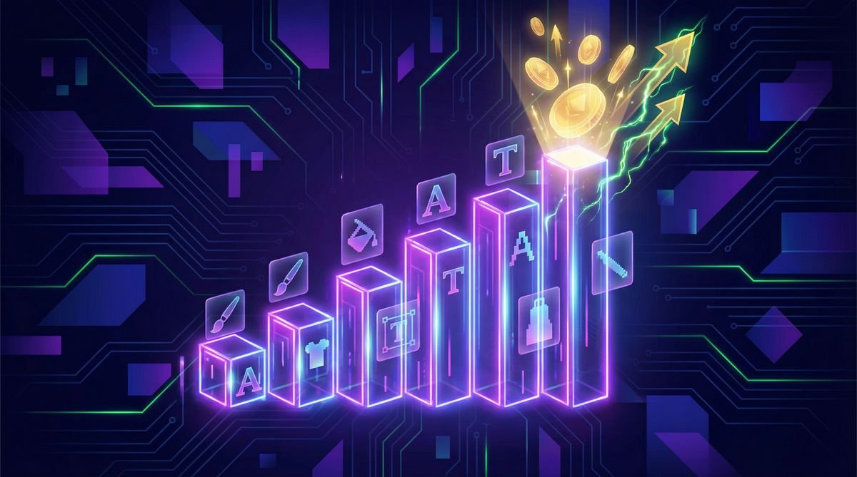 Gráfico futurista mostrando o impacto do design nos resultados de negócios e ROI