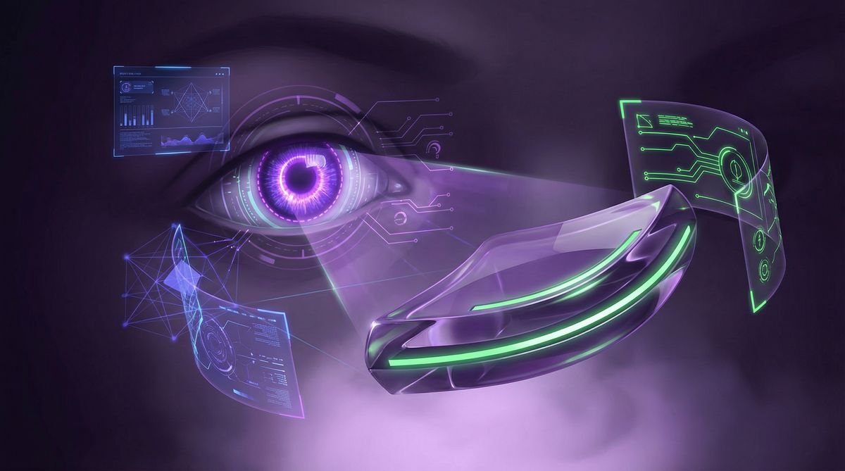 Olho futurista analisando um produto com design sofisticado - percepção de valor